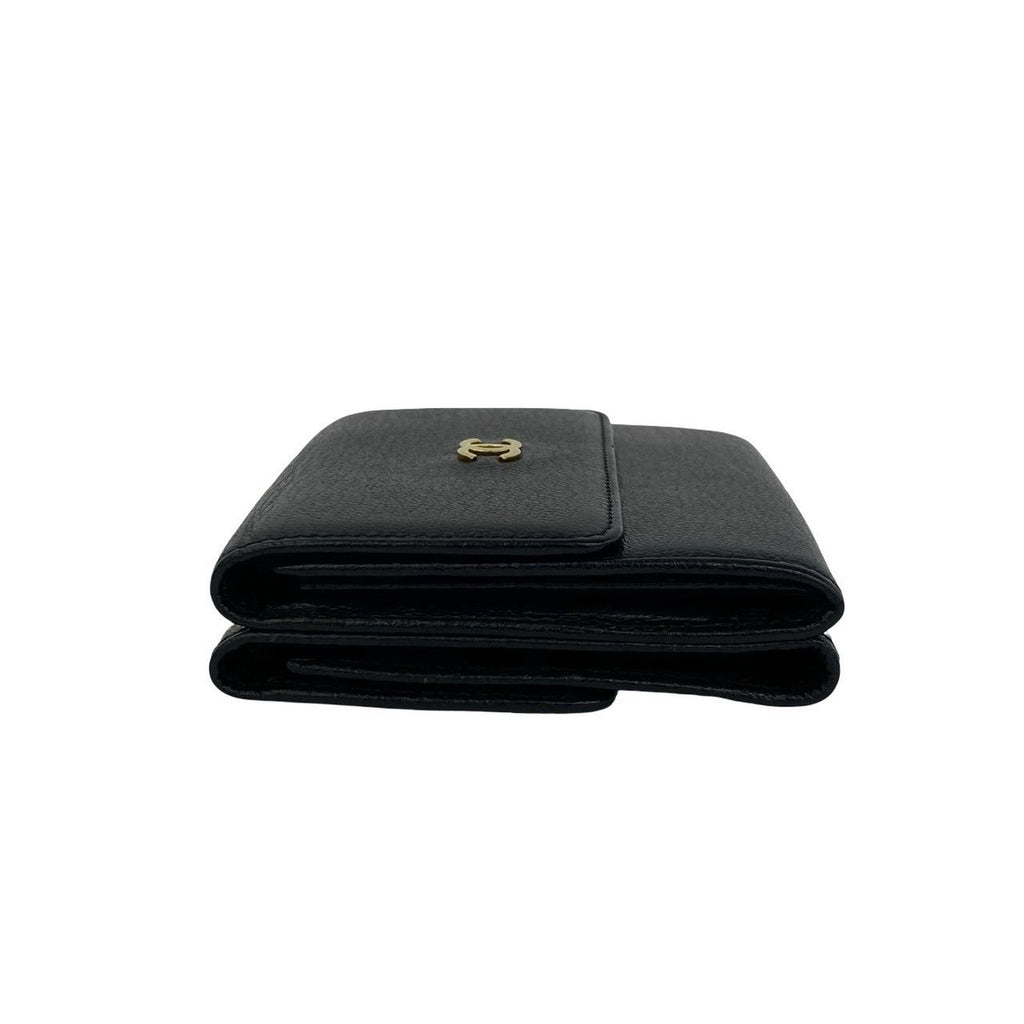 Chanel CC Logo Leather Trifold Wallet Mini Black — view 4