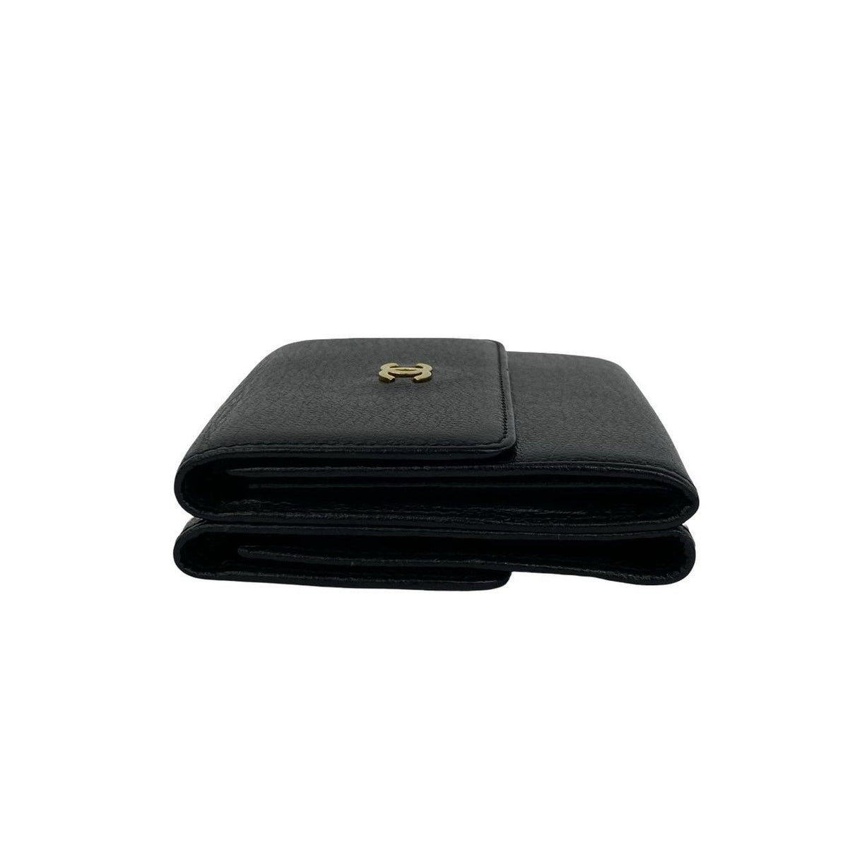 Chanel CC Logo Leather Trifold Wallet Mini Black — view 4