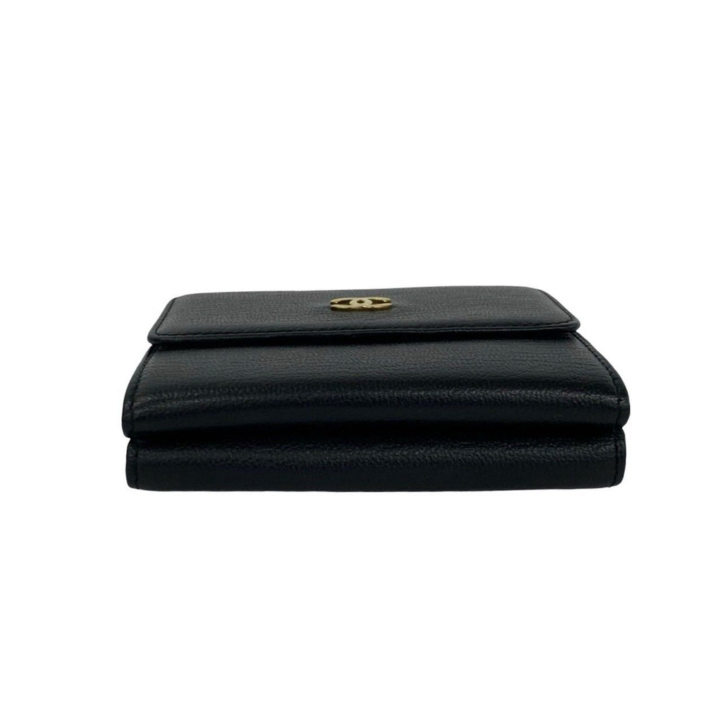 Chanel CC Logo Leather Trifold Wallet Mini Black — view 6