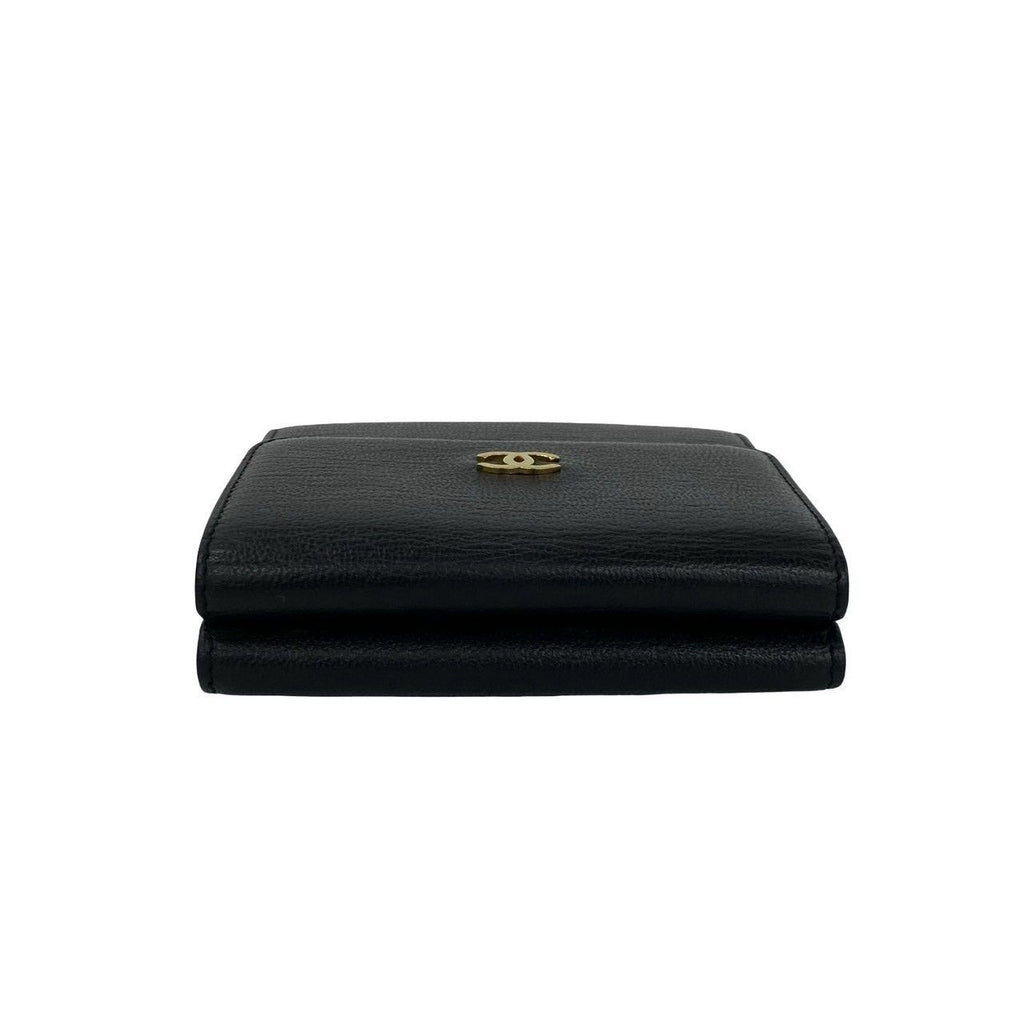 Chanel CC Logo Leather Trifold Wallet Mini Black — view 3