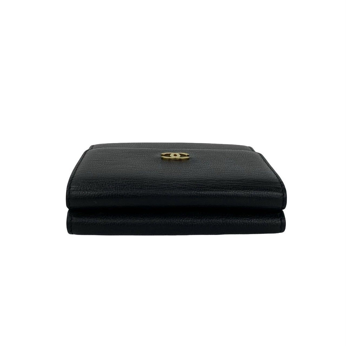 Chanel CC Logo Leather Trifold Wallet Mini Black — view 3