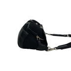 Prada Triangle Logo Leather Tessuto Shoulder Bag Black — view 6