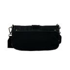 Prada Triangle Logo Leather Tessuto Shoulder Bag Black — view 3