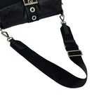 Prada Triangle Logo Leather Tessuto Shoulder Bag Black — view 4