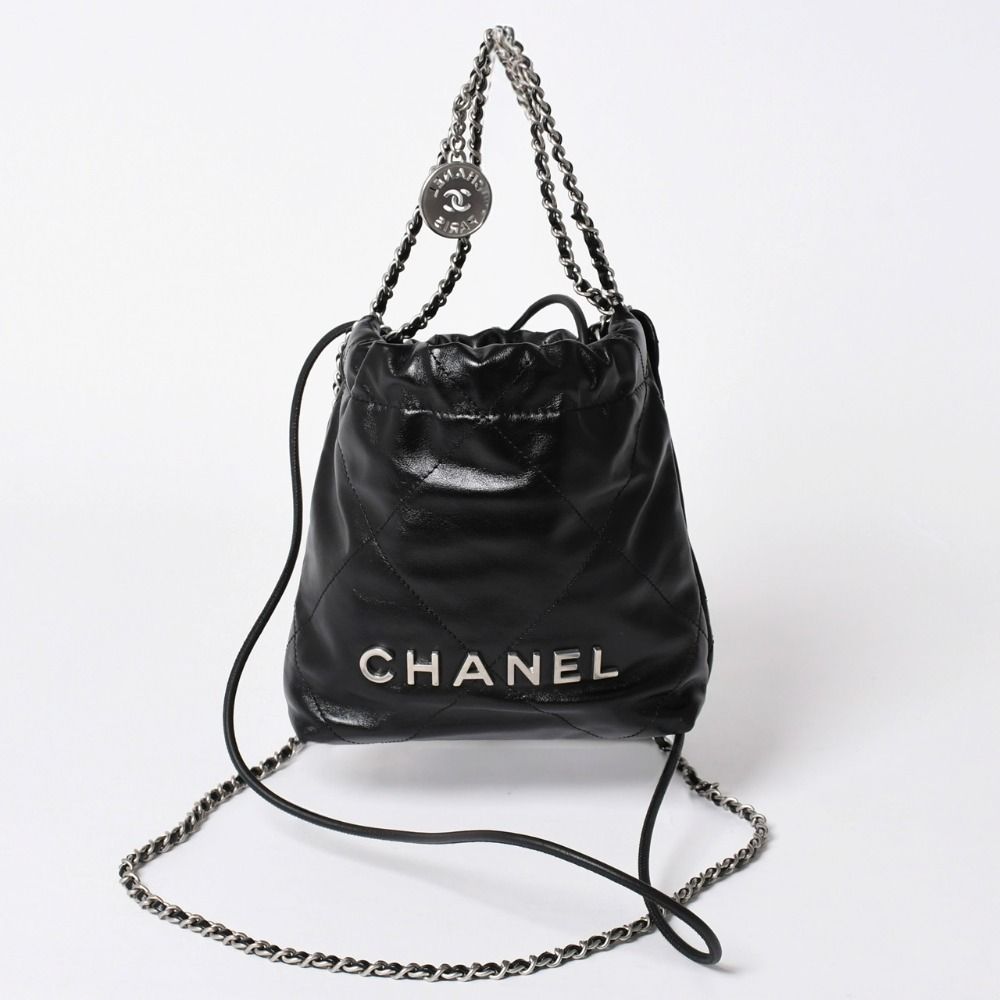 Chanel 22 Mini Bag 2-Way Stand Black Silver