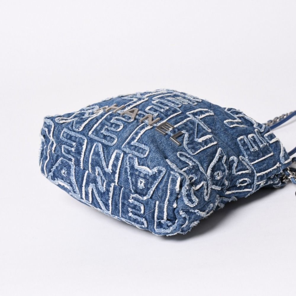 Chanel 22 Mini 2-Way Shoulder Bag CC Logo Denim Blue Silver — view 5