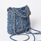Chanel 22 Mini 2-Way Shoulder Bag CC Logo Denim Blue Silver — view 3