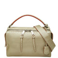 Fendi Selleria Ray Shoulder Bag Gray Beige Leather