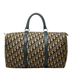 Dior Trotter Boston Bag Beige Navy Canvas Leather