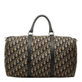 Dior Trotter Boston Bag Beige Navy Canvas Leather