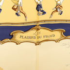 Hermes Carre 90 Plaisirs du Froid Joy on Ice Scarf Navy Beige Multicolor Silk — view 5