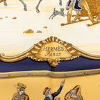 Hermes Carre 90 Plaisirs du Froid Joy on Ice Scarf Navy Beige Multicolor Silk — view 4