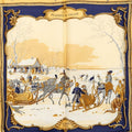 Hermes Carre 90 Plaisirs du Froid Joy on Ice Scarf Navy Beige Multicolor Silk