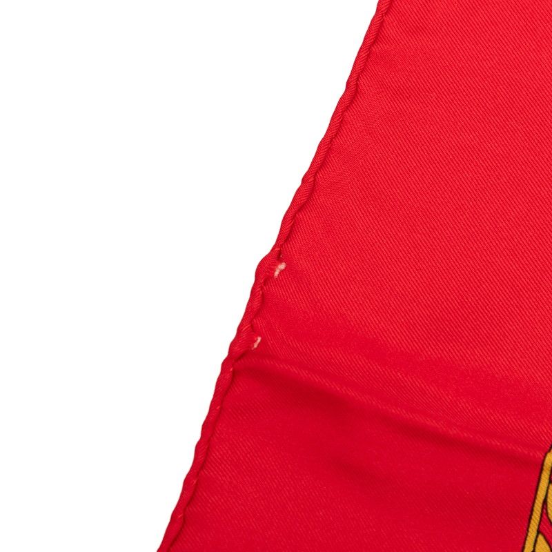Hermes Carre 90 a Walk to Longchamps la Promenade de Scarf Red Multicolor Silk — view 5