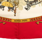 Hermes Carre 90 a Walk to Longchamps la Promenade de Scarf Red Multicolor Silk — view 3