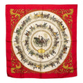 Hermes Carre 90 a Walk to Longchamps la Promenade de Scarf Red Multicolor Silk