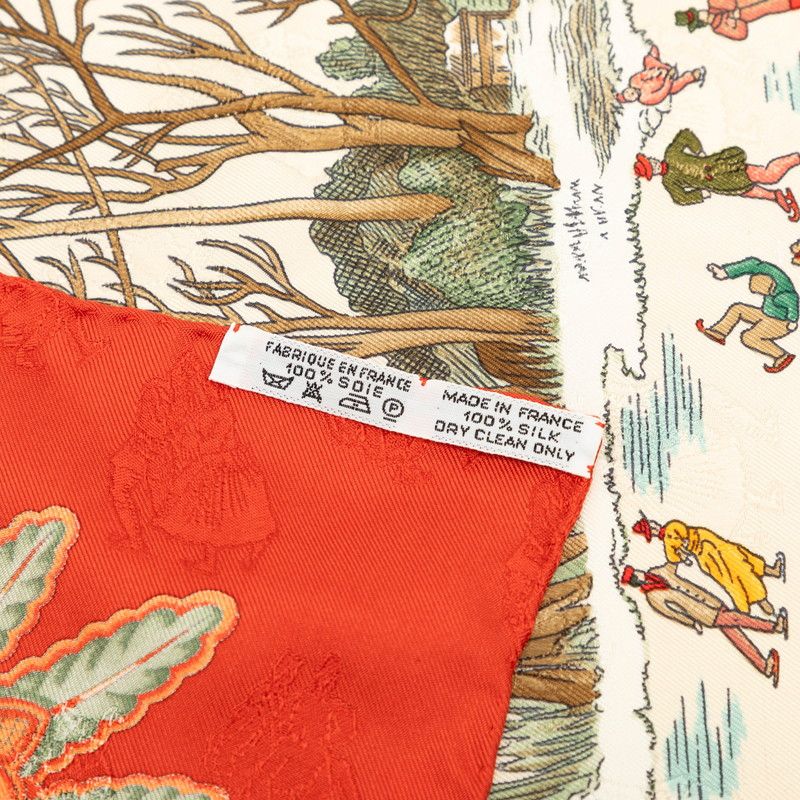 Hermes Carre 90 Winter Fun Joies D'hiver Scarf Red Multicolor Silk — view 7
