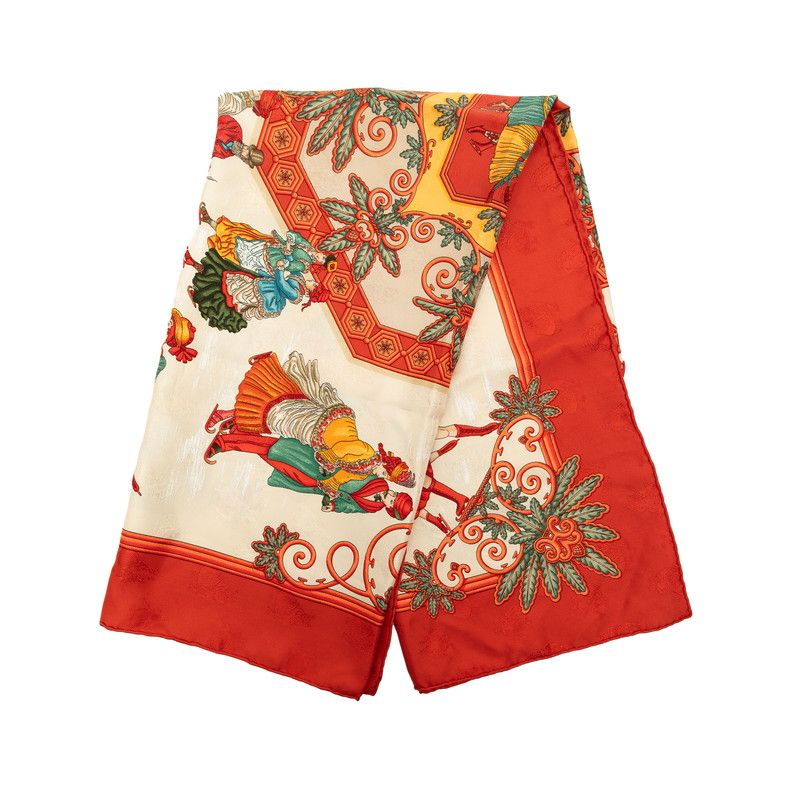 Hermes Carre 90 Winter Fun Joies D'hiver Scarf Red Multicolor Silk — view 8