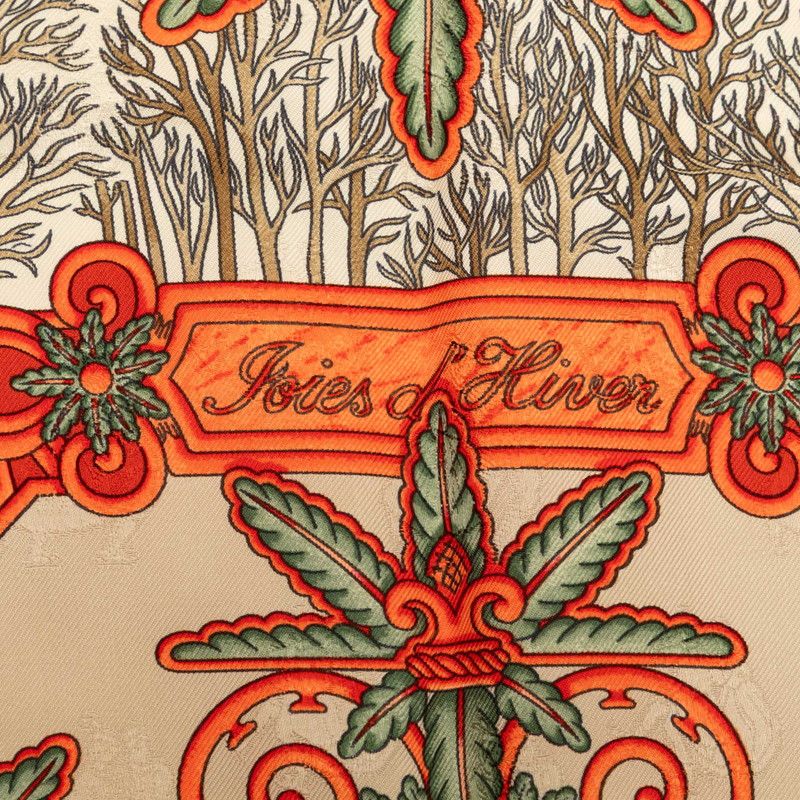 Hermes Carre 90 Winter Fun Joies D'hiver Scarf Red Multicolor Silk — view 4