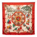 Hermes Carre 90 Winter Fun Joies D'hiver Scarf Red Multicolor Silk