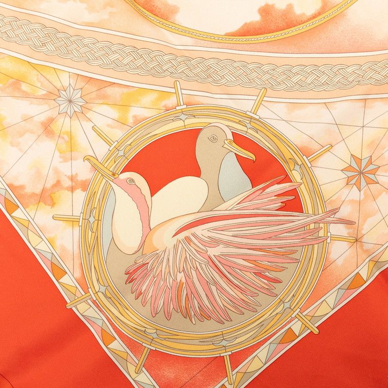 Hermes Carre 90 Magnificent Frigate Fregates Magnifiques Scarf Orange Multicolor — view 3