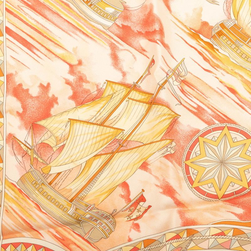 Hermes Carre 90 Magnificent Frigate Fregates Magnifiques Scarf Orange Multicolor — view 5