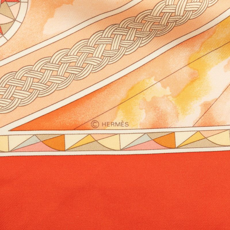 Hermes Carre 90 Magnificent Frigate Fregates Magnifiques Scarf Orange Multicolor — view 4
