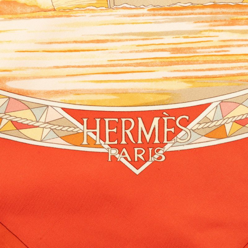 Hermes Carre 90 Magnificent Frigate Fregates Magnifiques Scarf Orange Multicolor — view 6