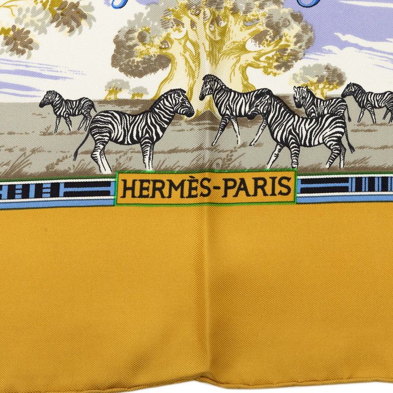 Hermes Carre 90 Tropic Tropiques Scarf Yellow Multicolor Silk — view 4