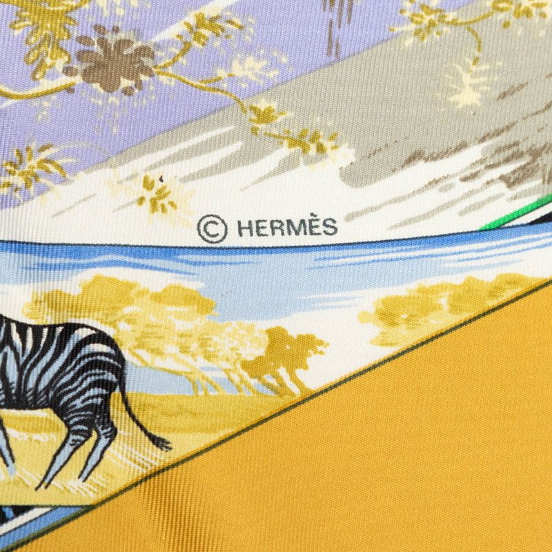 Hermes Carre 90 Tropic Tropiques Scarf Yellow Multicolor Silk — view 5