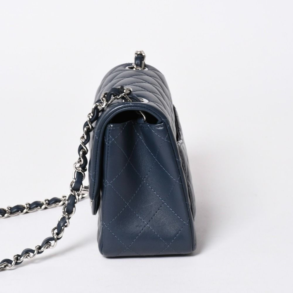 Chanel Mini Quilted 17 S Flap S Chain Shoulder Bag CC Logo Lambskin Blue Silver — view 4