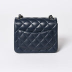 Chanel Mini Quilted 17 S Flap S Chain Shoulder Bag CC Logo Lambskin Blue Silver — view 2