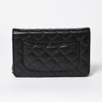 Chanel Chain Wallet CC Logo Caviar Leather Black Gold Shoulder Bag — view 2