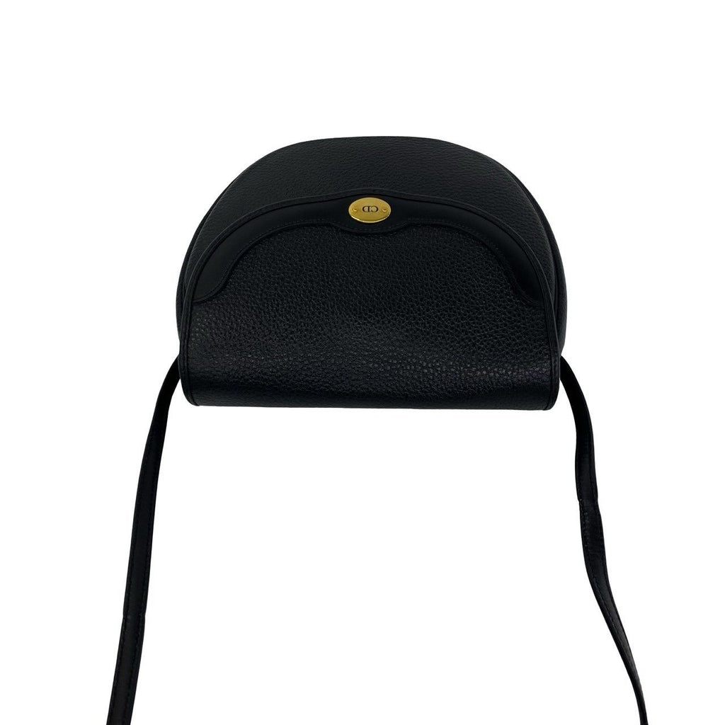 Dior Vintage CD Logo Leather Shoulder Bag Pochette Crossbody Black — view 4