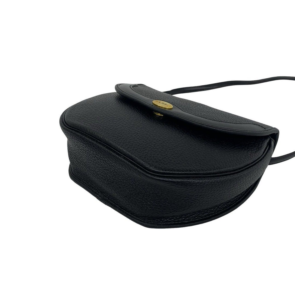 Dior Vintage CD Logo Leather Shoulder Bag Pochette Crossbody Black — view 8