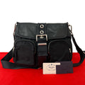 Prada Tessuto Nylon Leather Shoulder Bag Cross Black