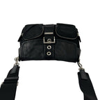 Prada Tessuto Nylon Leather Shoulder Bag Cross Black — view 4
