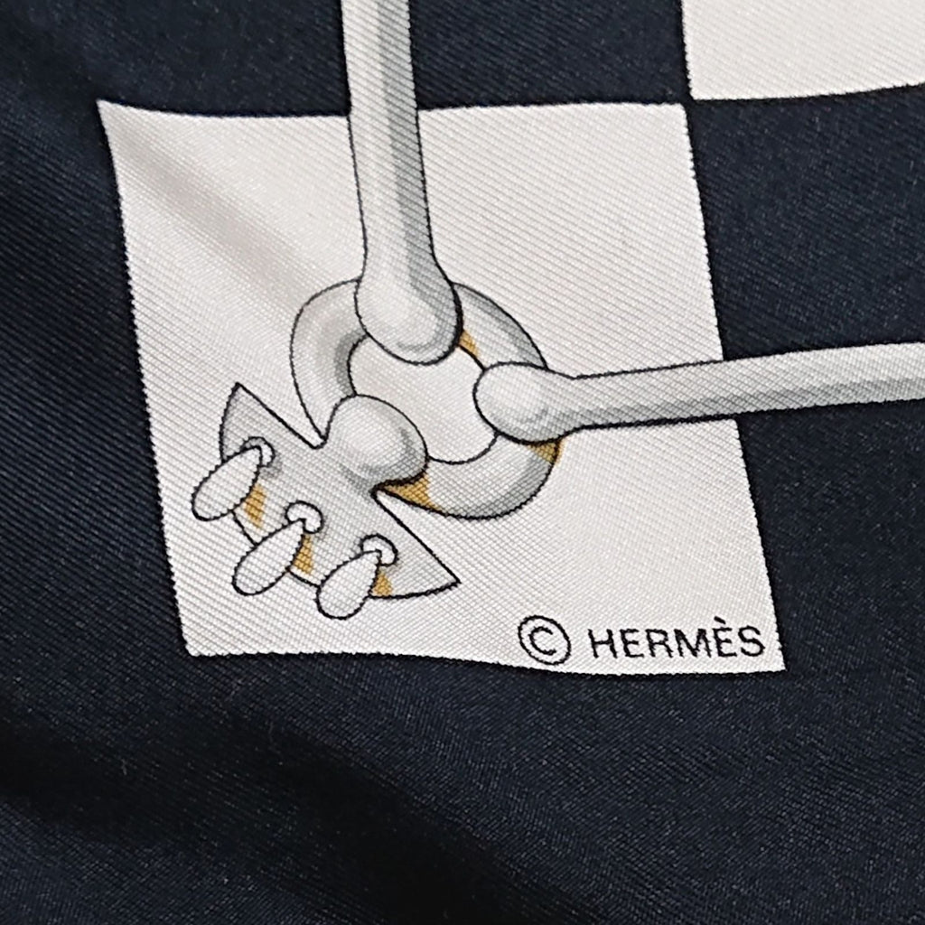 Hermes Carre 90 Cliquetis Silk Scarf Black — view 8