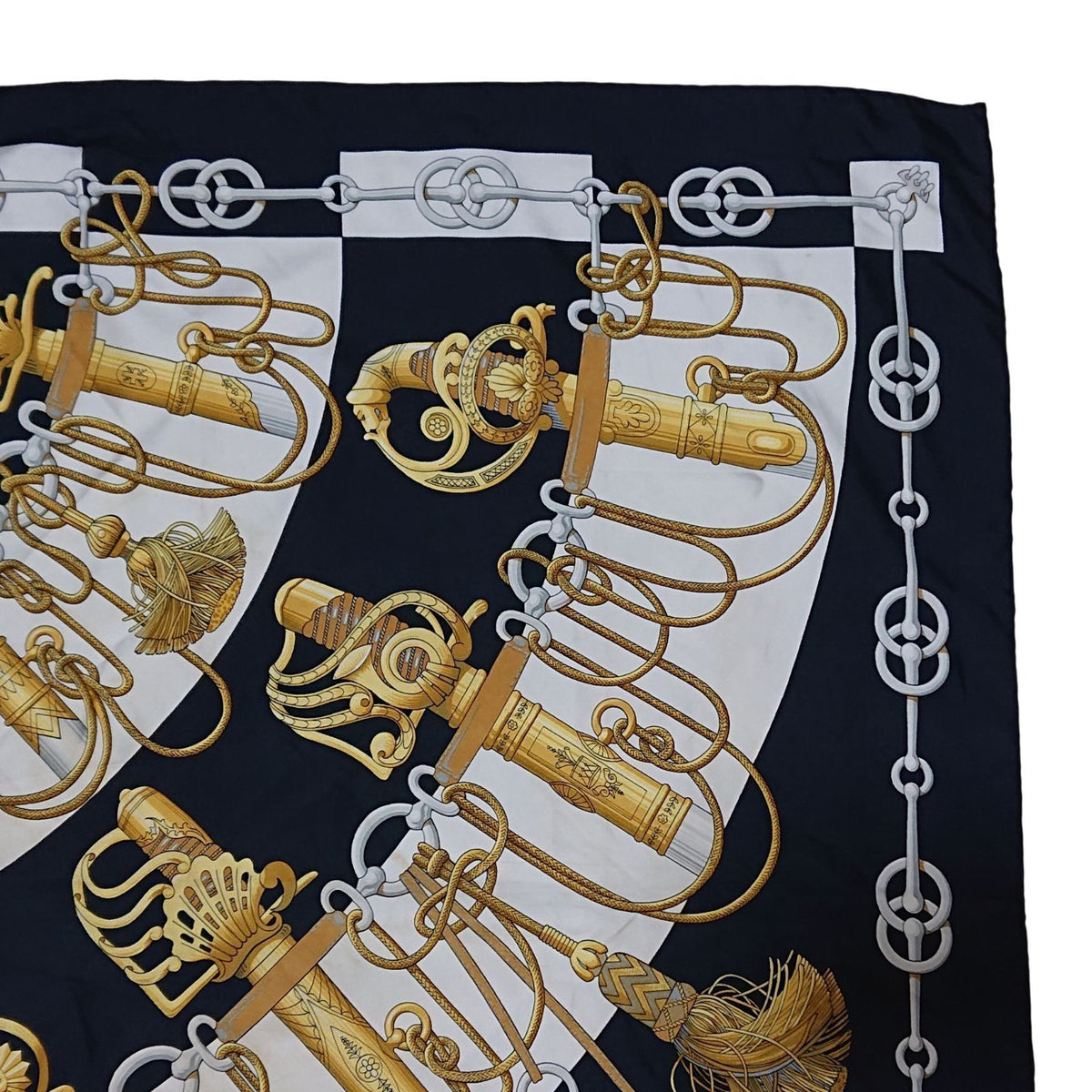 Hermes Carre 90 Cliquetis Silk Scarf Black — view 7