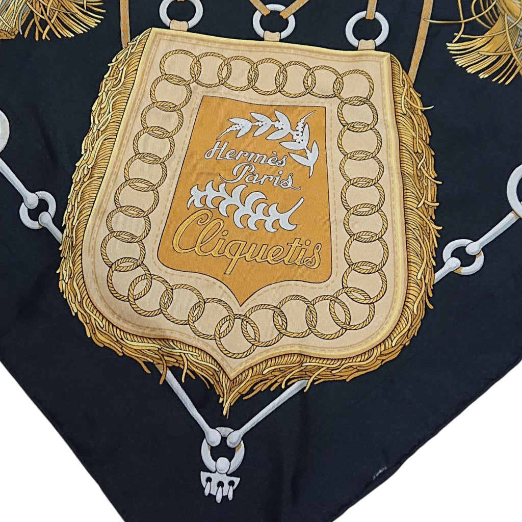 Hermes Carre 90 Cliquetis Silk Scarf Black — view 3