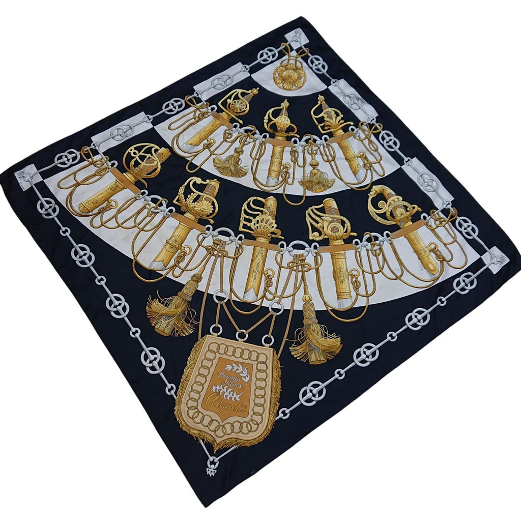 Hermes Carre 90 Cliquetis Silk Scarf Black — view 2