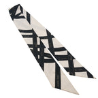 Hermes Twilly Bolduc Ribbon Pattern White Black Scarf — view 3