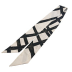 Hermes Twilly Bolduc Ribbon Pattern White Black Scarf — view 4