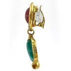Chanel Earrings Swing Gripoix Color Stone Gold Pink Blue — view 2