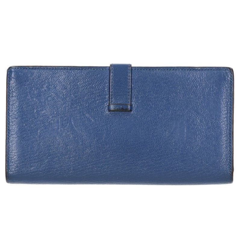 Hermes Bearn Soufflet Chevre Blue Brighton Wallet — view 2