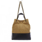Chanel Quilted Suede Lambskin Handbag 2-Way Beige Black — view 2
