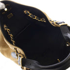 Chanel Quilted Suede Lambskin Handbag 2-Way Beige Black — view 5