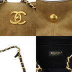 Chanel Quilted Suede Lambskin Handbag 2-Way Beige Black — view 7