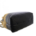 Chanel Quilted Suede Lambskin Handbag 2-Way Beige Black — view 4