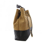 Chanel Quilted Suede Lambskin Handbag 2-Way Beige Black — view 3